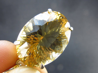 Stone of Success!! Genuine Intense Yellow Citrine Gem Sterling Silver Pendant From Brazil - 1.2" - 6.65 Grams