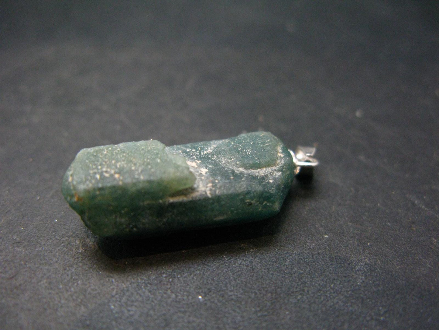 Unpolished Terminated Neon Blue Apatite Silver Pendant From Brazil - 1.2" - 4.54 Grams