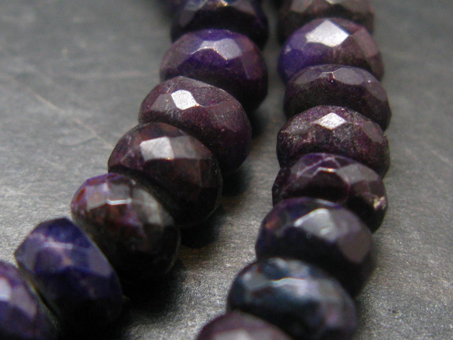 Purple Sugilite Rondelle Faceted Beads Necklace From Namibia - 19" - 37.50 Grams