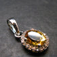 Yellow Citrine Gem Facetted Sterling Silver Pendant From Brazil With CZ - 0.7" - 1.40 Grams