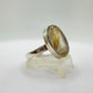 Golden Rutilated Quartz Ring – Large Oval Rutile Crystal Statement Ring - Size 8