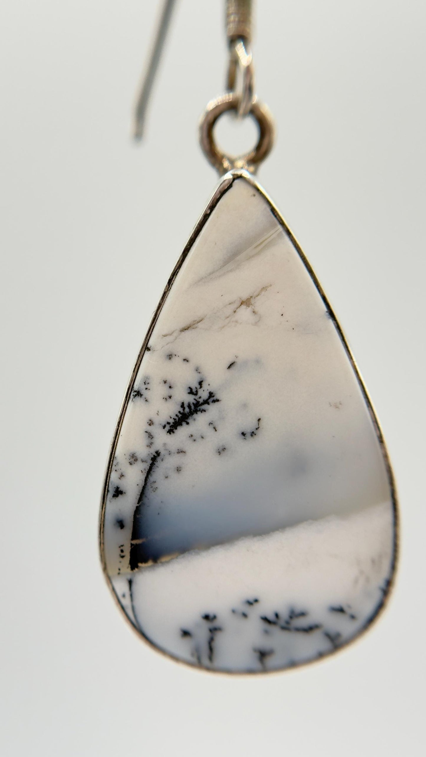 Elegant Moss Agate Teardrop Dangle Earrings – Natural Scenic Stone Jewelry
