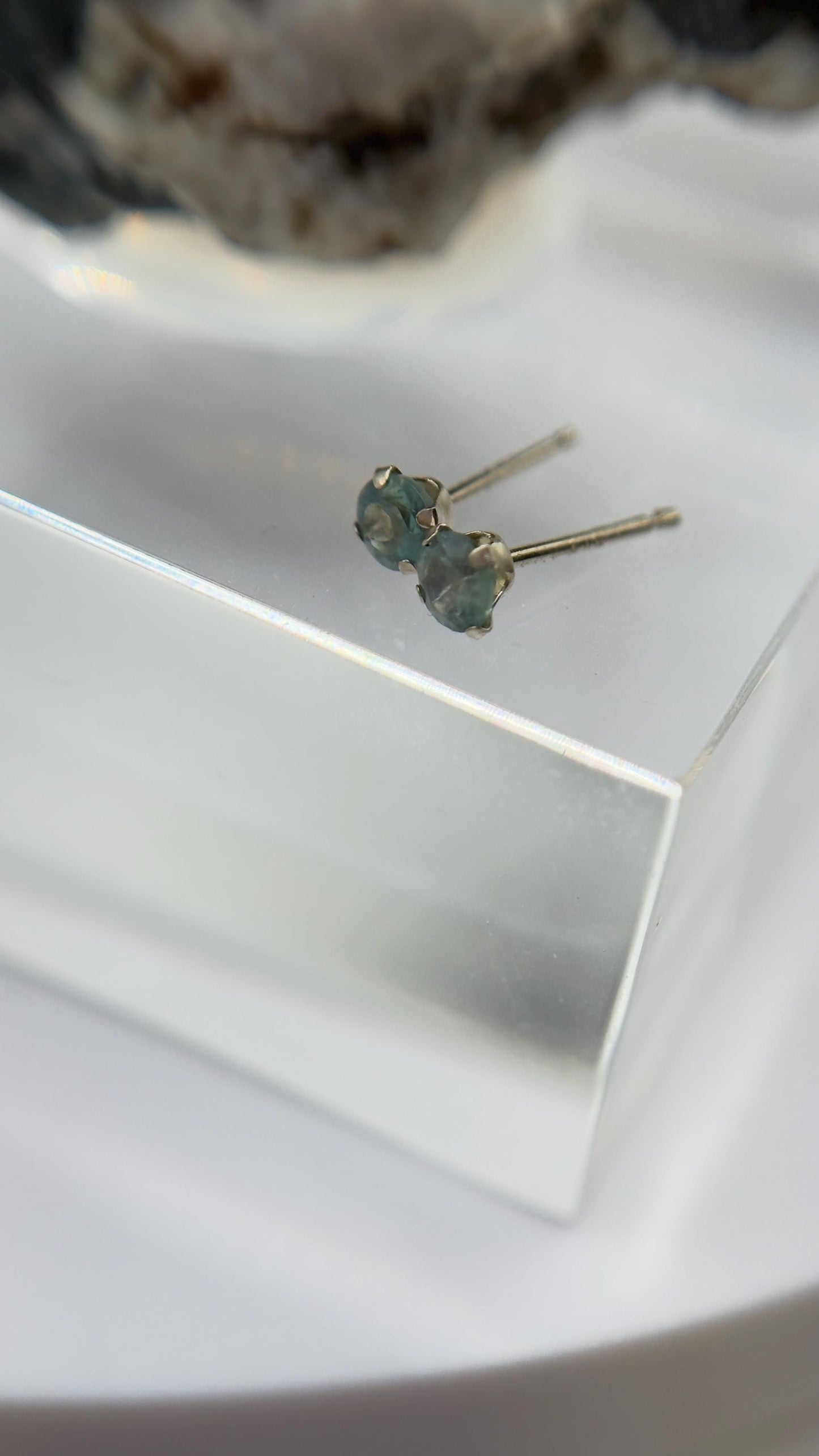 Alexandrite Stud Earrings Color Change Gemstone Silver Earrings June Birthstone Minimalist Jewelry