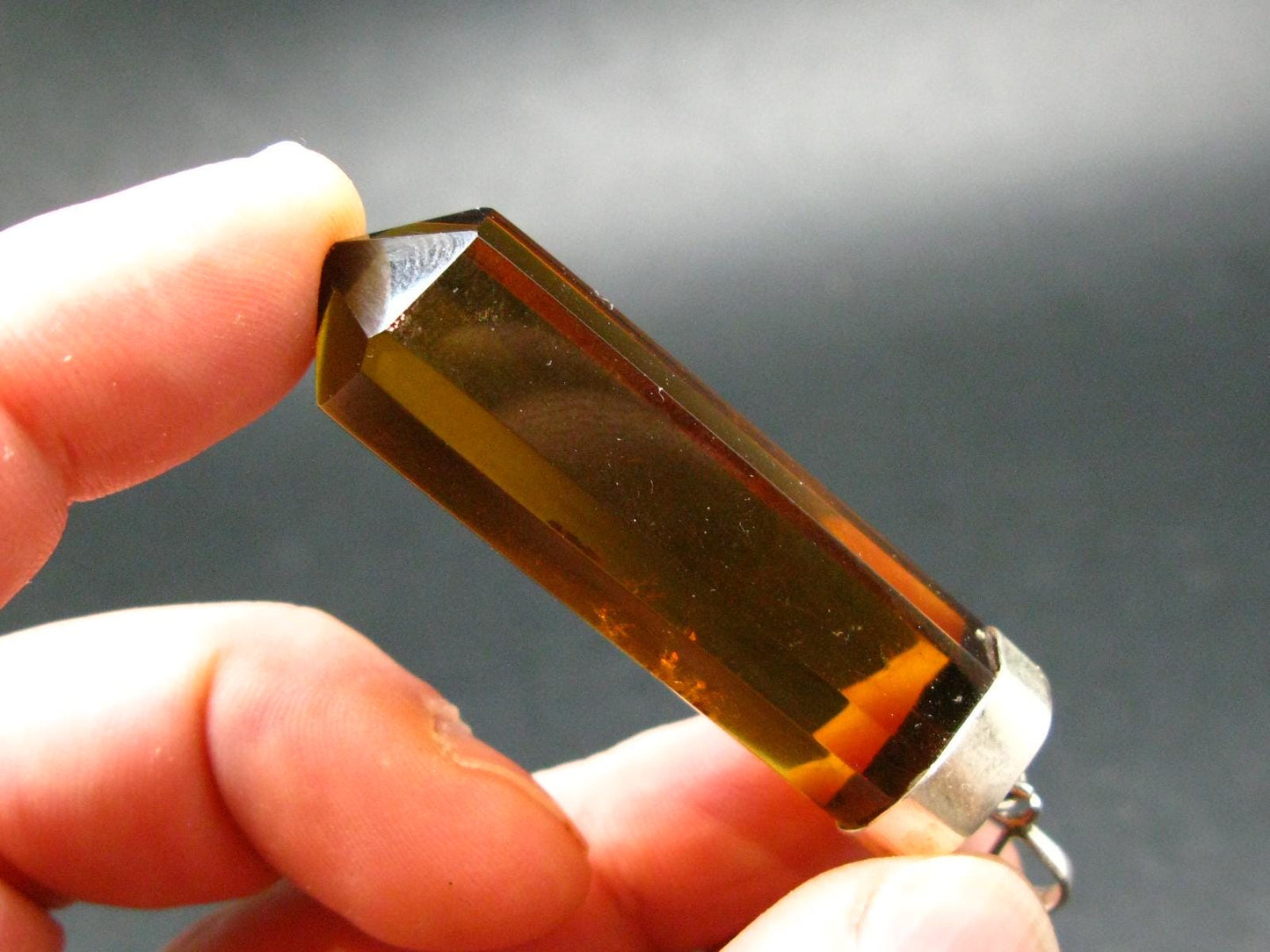 Natural Unheated Citrine Sterling Silver Pendant from Zambia - 2.6" - 23.43 Grams