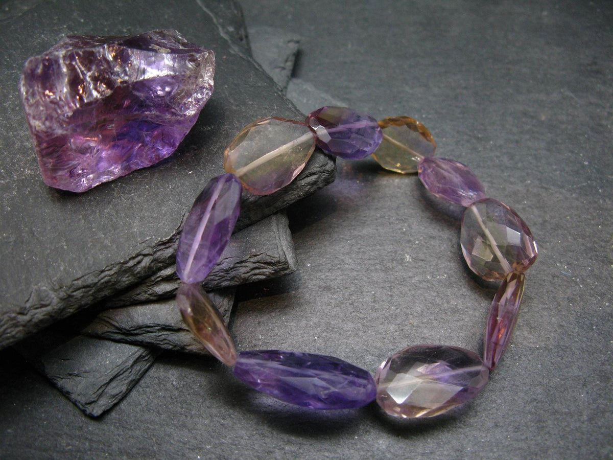 Ametrine Genuine Bracelet ~ 7 Inches ~ 18mm Facetted Beads