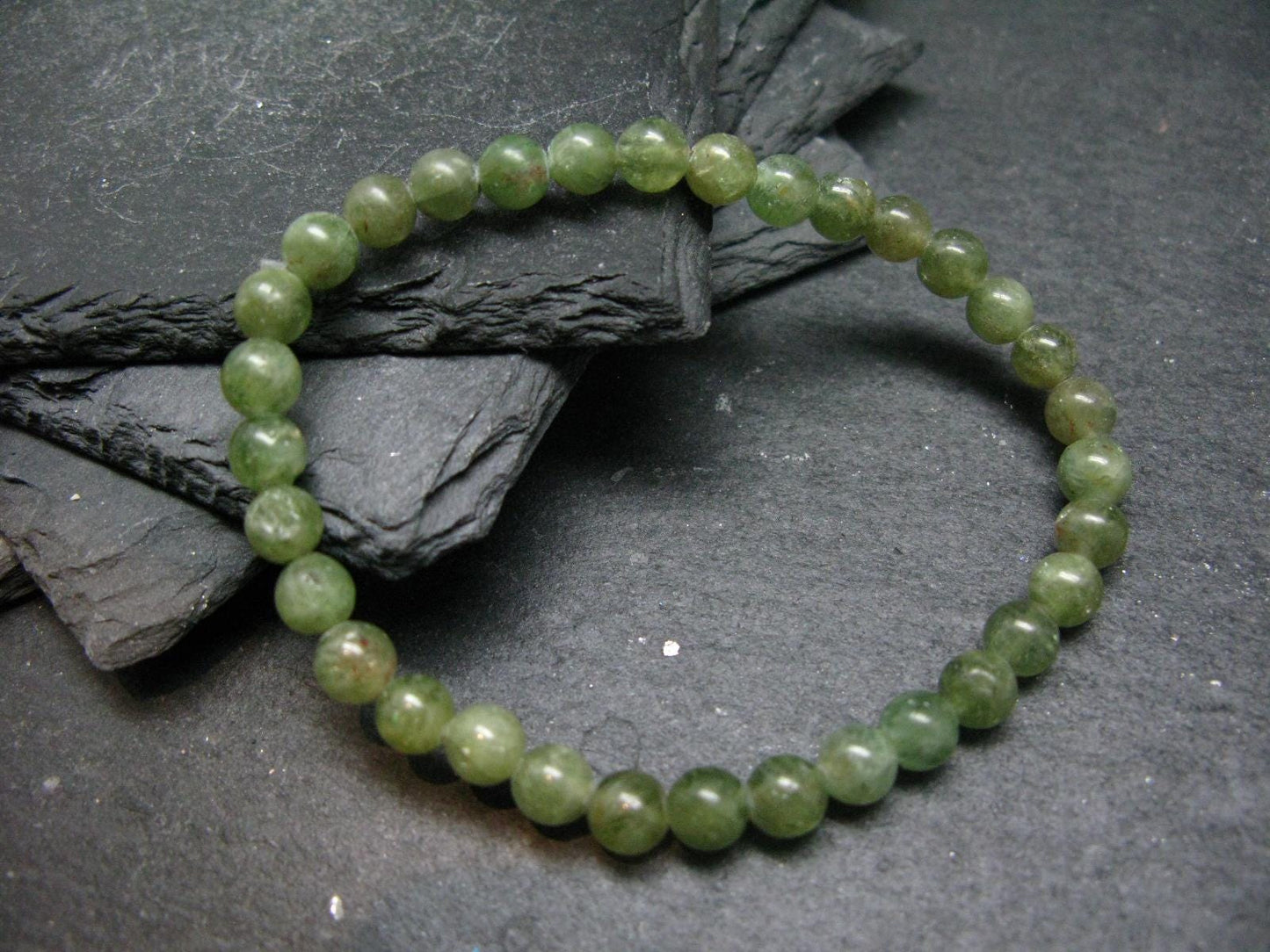 Green Kyanite Genuine Bracelet ~ 7 Inches ~ 6mm Round Beads