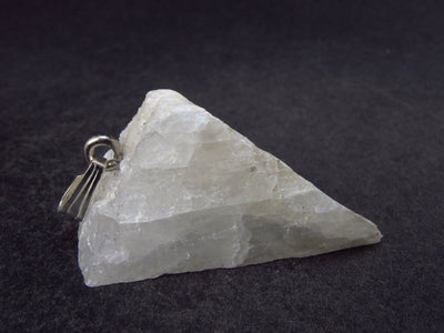 Raw Rare Natrolite Crystal Silver Pendant From Russia - 1.3" - 6.82 Grams