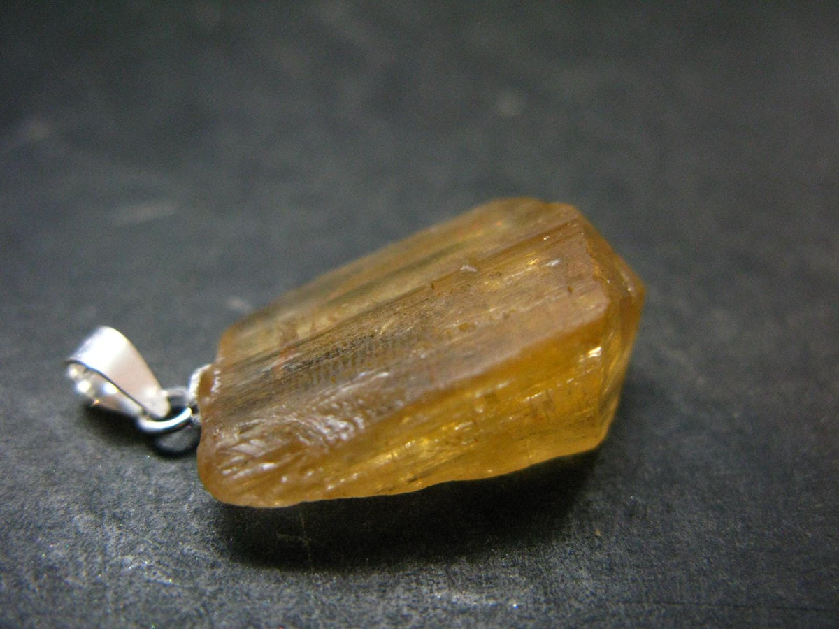 Imperial Topaz Crystal Silver Pendant from Brazil - 1.1" - 4.44 Grams