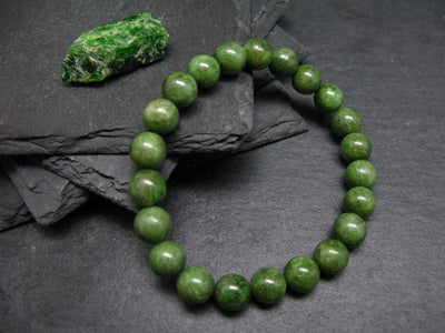 Chrome Diopside Genuine Bracelet ~ 7 Inches ~ 9mm Round Beads