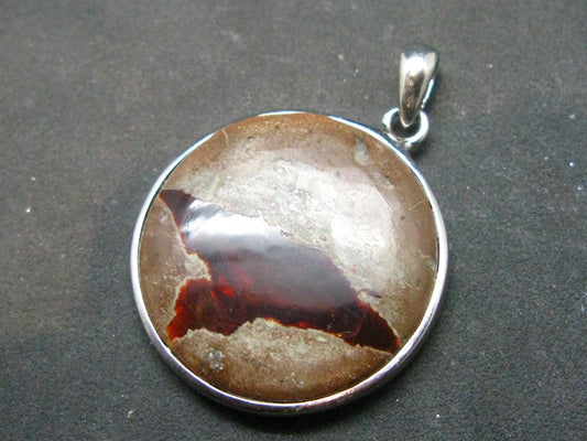 Fire Opal Sterling Silver Pendant From Mexico - 1.2" - 4.23 Grams
