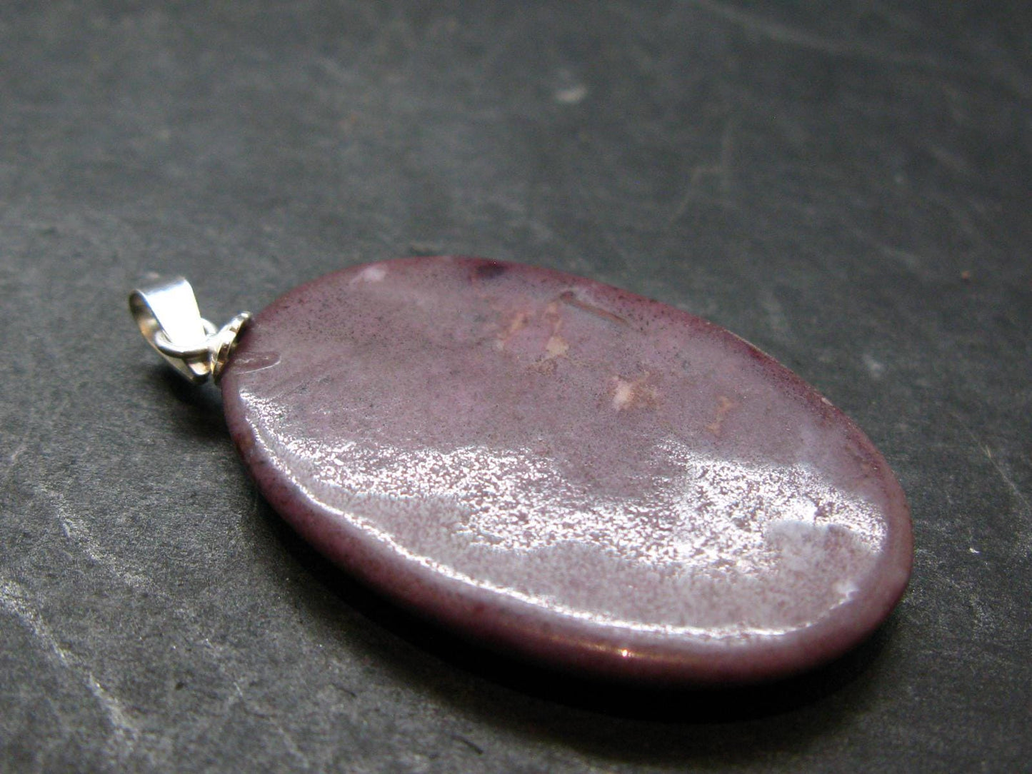 Purple Jade Silver Plated Pendant From Turkey - 1.5" - 5.29 Grams