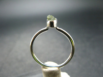 Cute Gem Faceted Moldavite Sterling Silver Ring From Czech Republic - Size 7 - 1.7 Grams