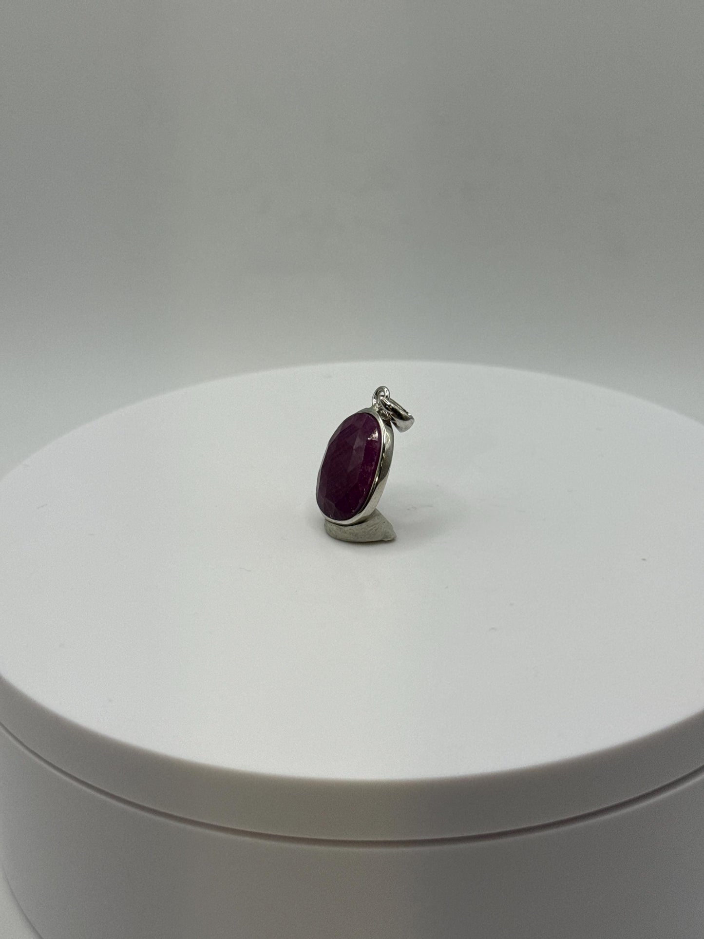 Natural Ruby Sterling Silver Pendant | July Birthstone