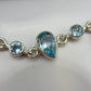 Larimar and Blue Topaz Silver Bracelet Ocean Gemstone Adjustable Link Bracelet Gift