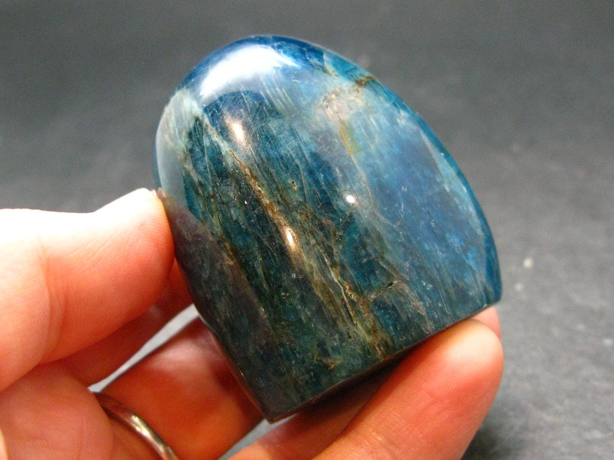 Neon Blue Apatite Tumbled Stone from Madagascar - 116.51 Grams - 1.9"