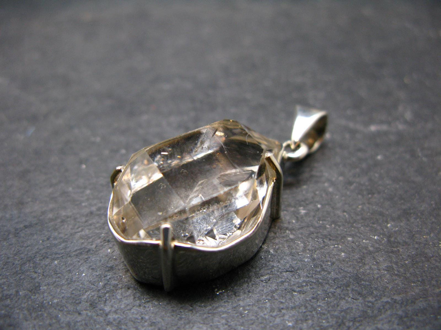 Fine Natural Herkimer Diamond Silver Pendant From New York - 1.4" - 9.79 Grams