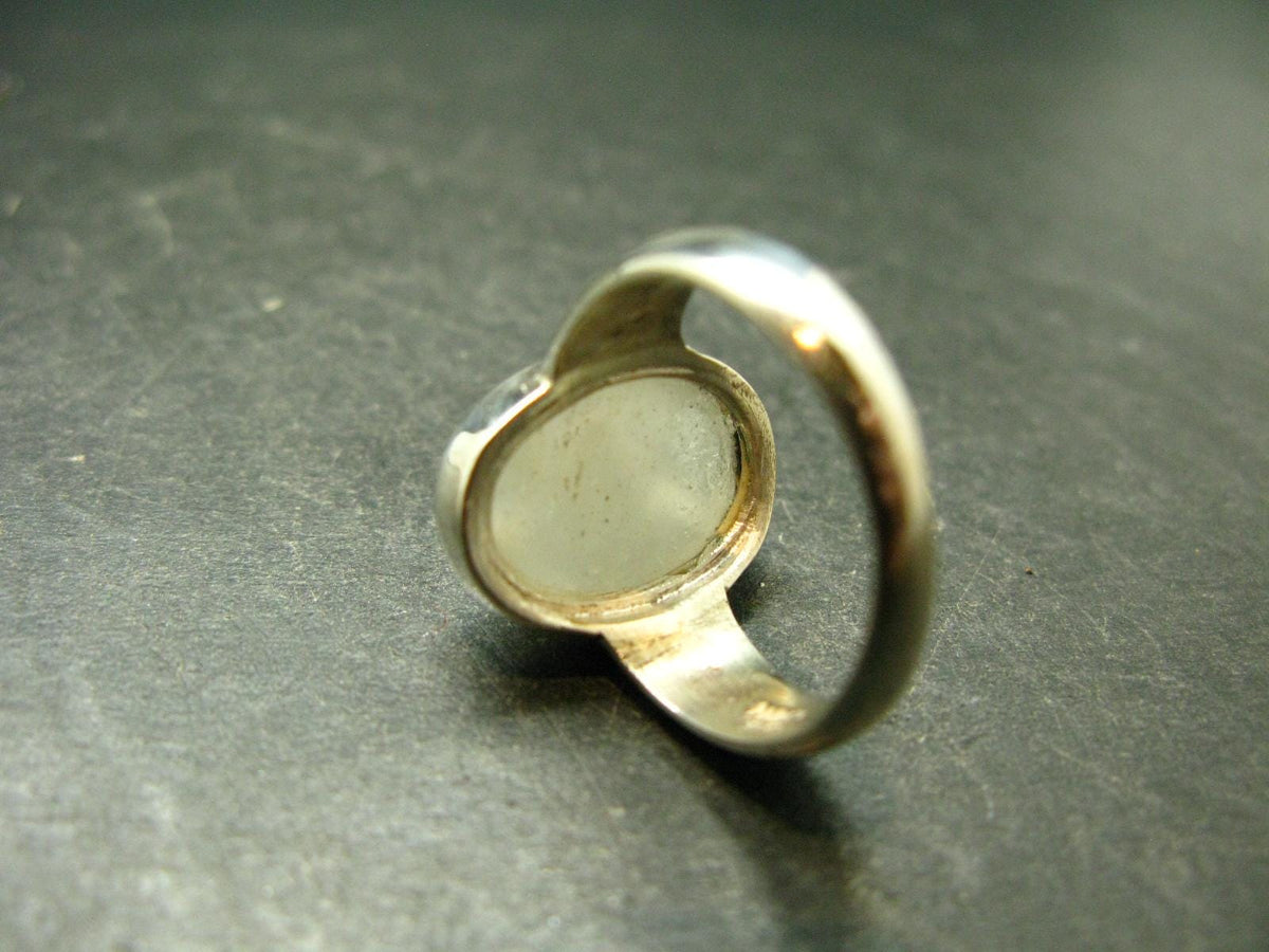 Natural Gem Raw Libyan Desert Glass Tektite Sterling Silver Ring from Libya - Size 8 - 6.54 Grams