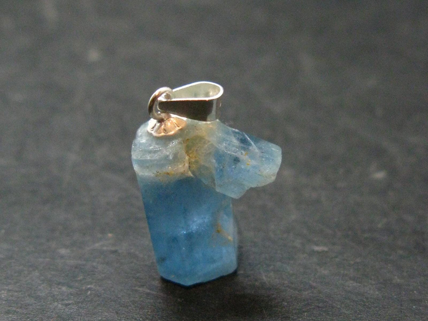 Aquamarine Crystal Silver Pendant From Vietnam - 0.9" - 2.21 Grams