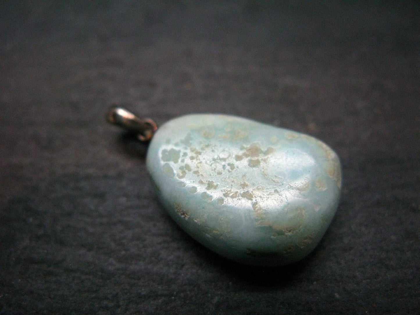 Rare Blue Larimar Pectolite Silver Pendant From Dominican Republic - 1.1" - 4.68 Grams