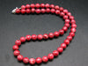 Rare Thulite Necklace Beads From Norway - 18" - 8mm Round Beads