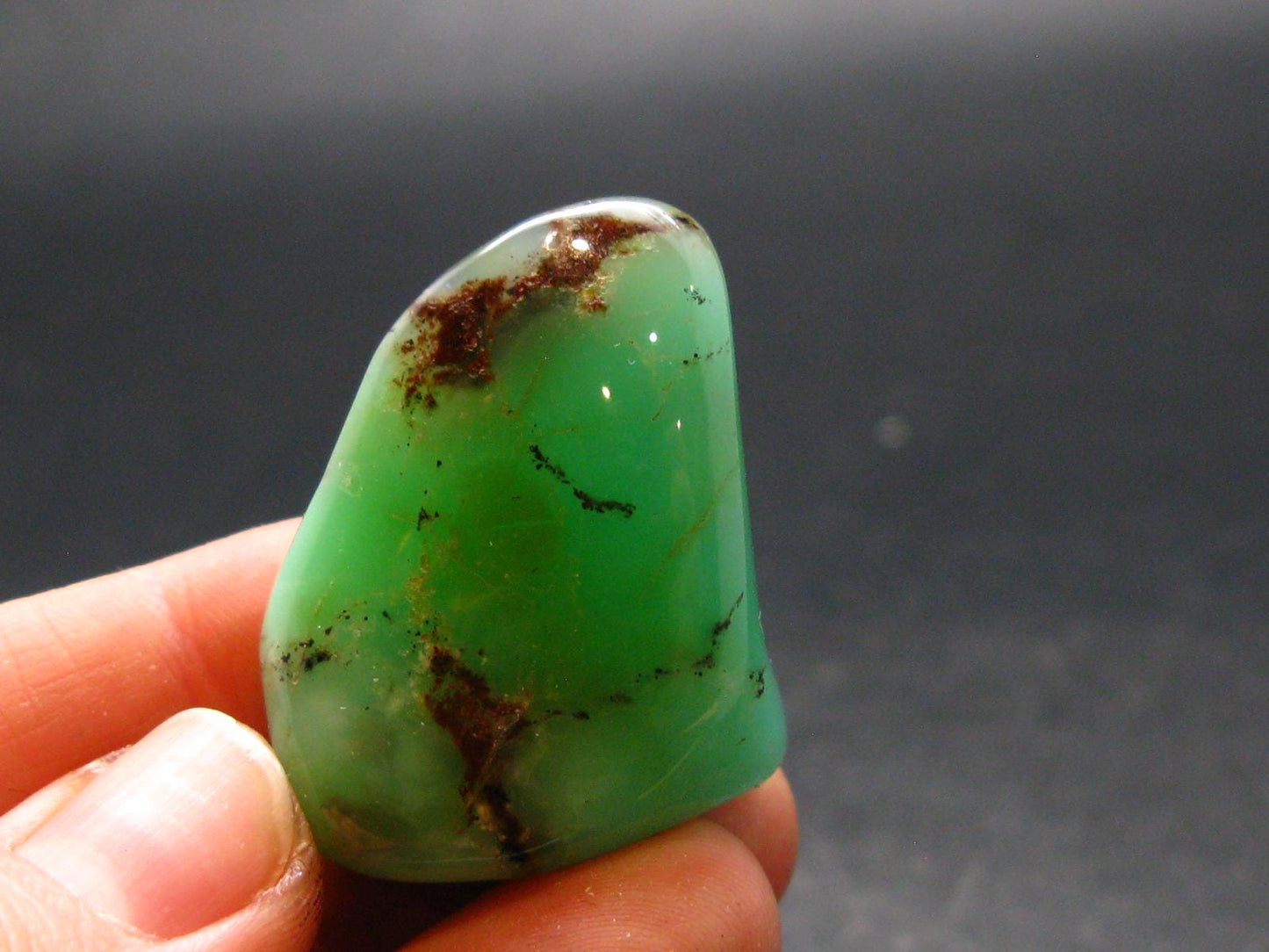 Rich Green Chrysoprase Polished Tumbled Stone From Australia - 1.3"