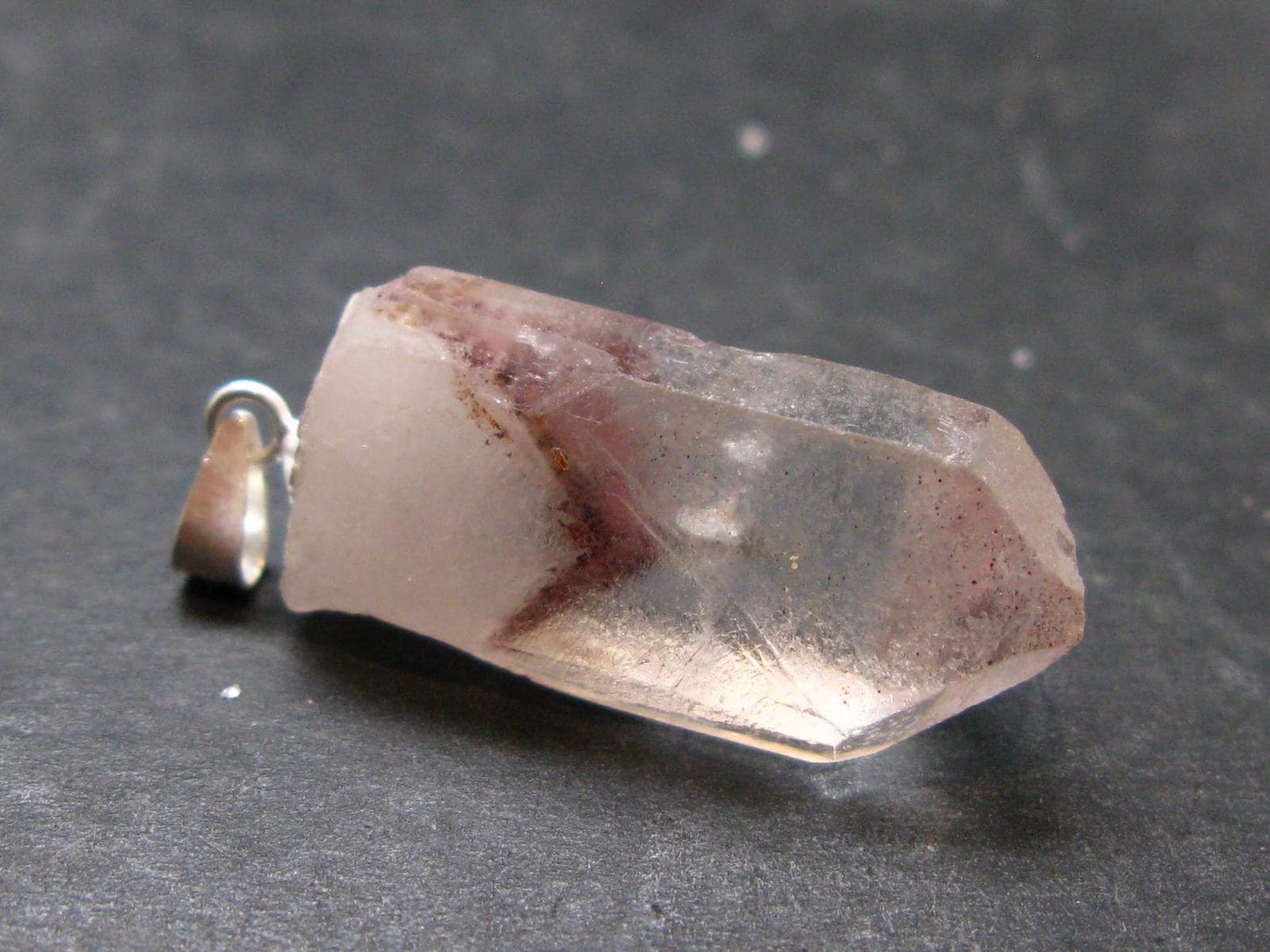 Phantom Hematite in Quartz Crystal Pendant From India - 1.3" - 4.04 Grams