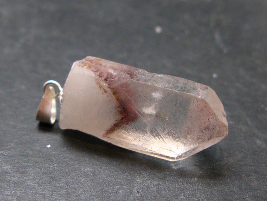 Phantom Hematite in Quartz Crystal Pendant From India - 1.3" - 4.04 Grams