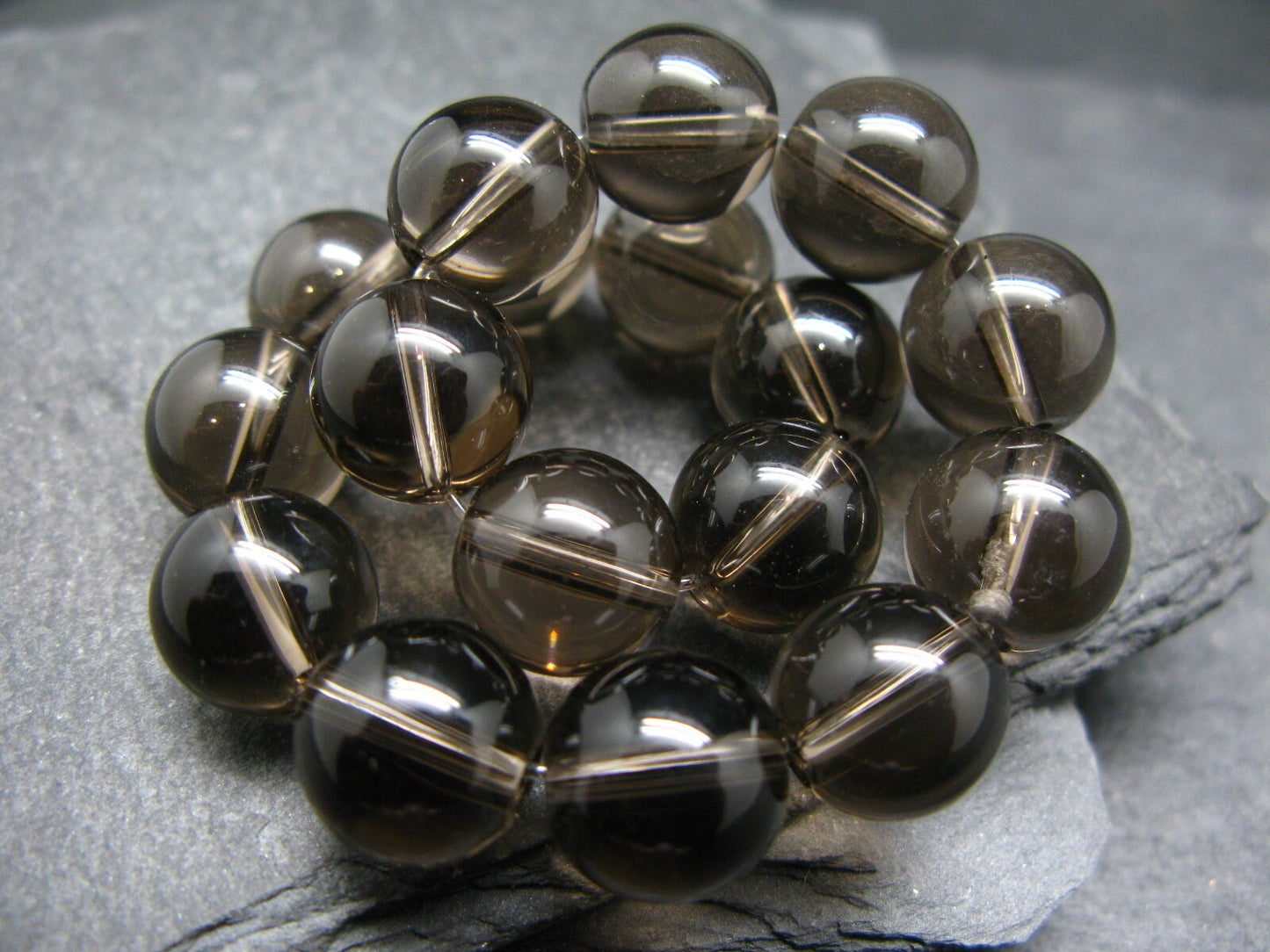 Smoky Quartz Genuine Bracelet ~ 7 Inches ~ 12mm Round Beads