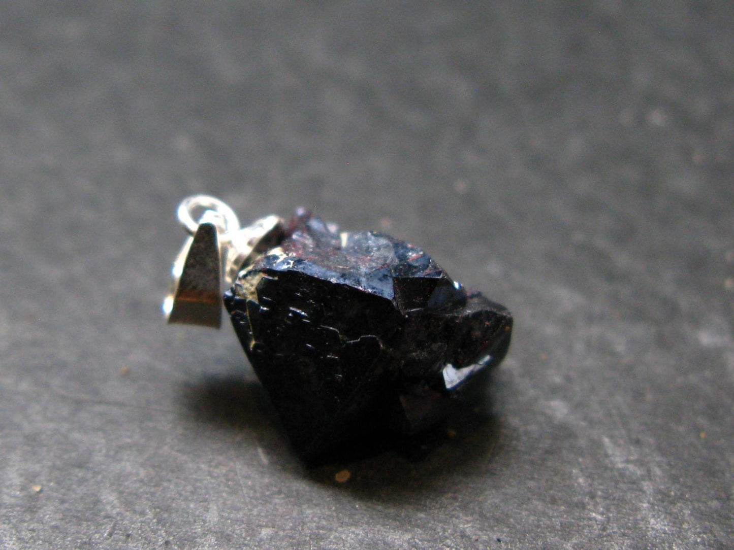 Metallic Silver Black Cuprite Sharp Octahedral Crystal Silver Pendant From Russia - 3.0 Grams