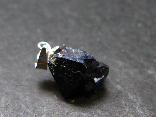 Metallic Silver Black Cuprite Sharp Octahedral Crystal Silver Pendant From Russia - 3.0 Grams