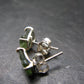 Natural Moldavite Tektite Raw Stud Earrings In Sterling Silver From Czech Republic - 1.64 Grams