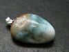 Rare Blue Larimar Pectolite Silver Pendant From Dominican Republic - 1.2" - 5.68 Grams