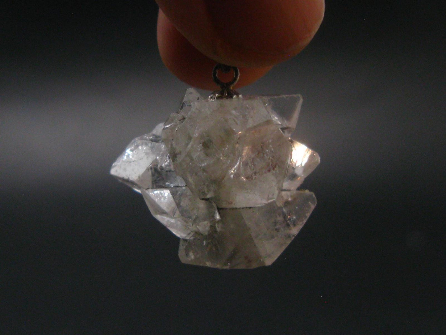 Clear Apophylite Apophyllite Crystal Silver Pendant From India - 1.0" - 6.20 Grams