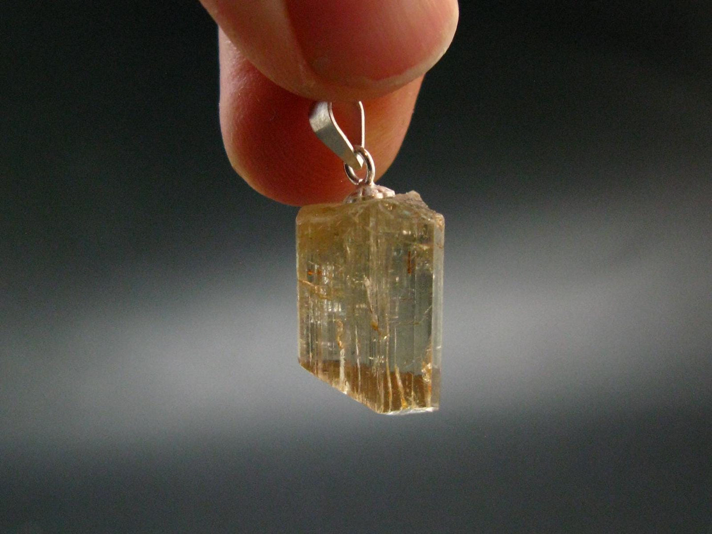 Golden Scapolite Silver Pendant From Tanzania - 0.9" - 2.58 Grams