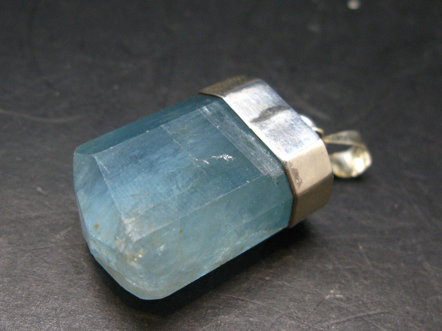 Aquamarine Gem Sterling Silver Pendant From Brazil - 1.8" - 20.10 Grams