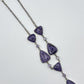 Charoite & Amethyst Drop Necklace – Sterling Silver - 52.57 Grams