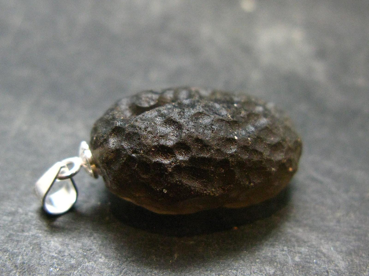 Colombianite Pseudotektite Silver Pendant from Colombia - 4.14 Grams - 1.1"