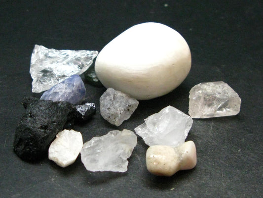 Synergy 12 Set Phenakite Moldavite Natrolite Petalite Danburite Tektite Scolecite Herderite Tanzanite Brookite 56.57 Gr