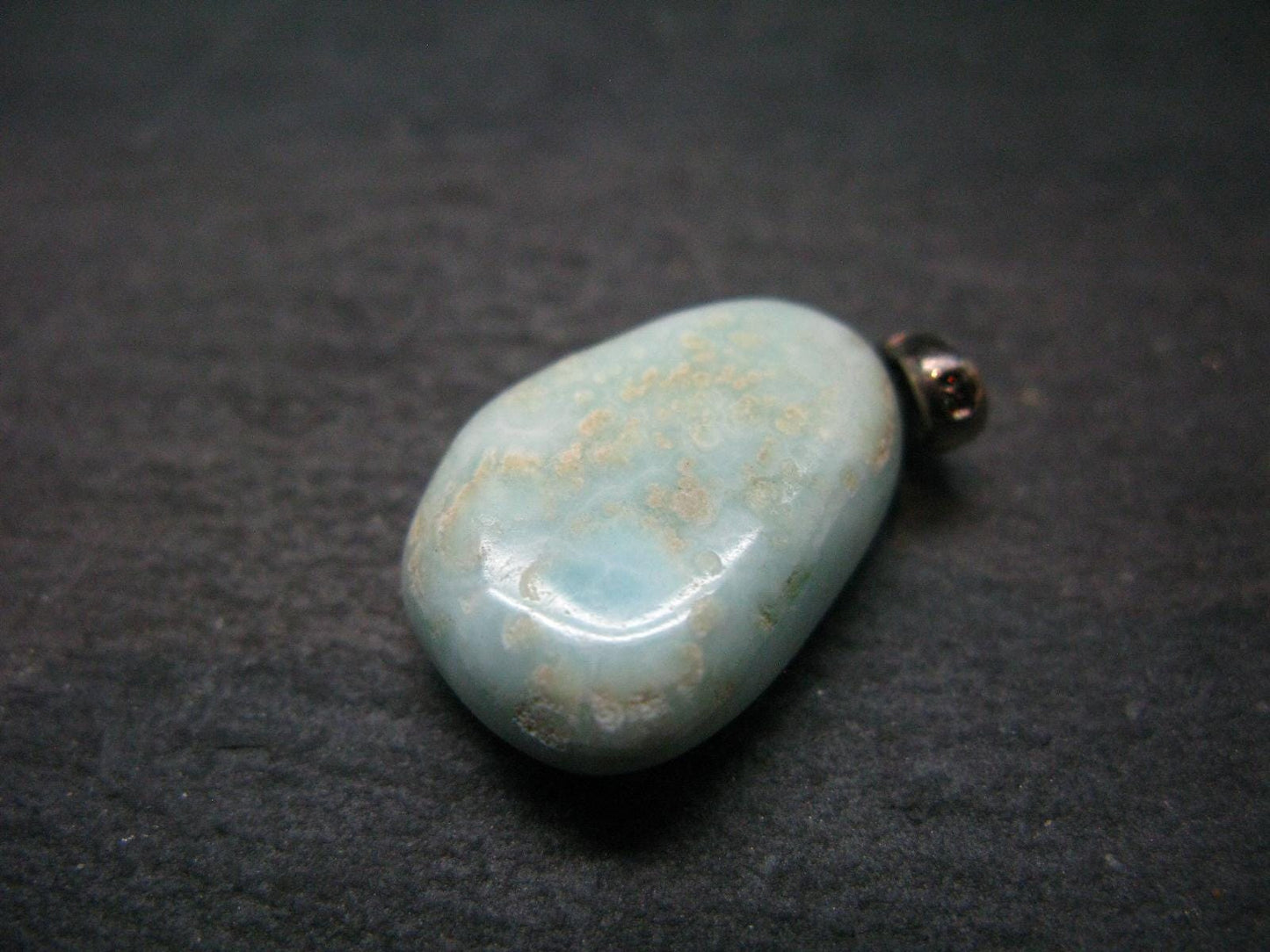 Rare Blue Larimar Pectolite Silver Pendant From Dominican Republic - 1.1" - 4.68 Grams