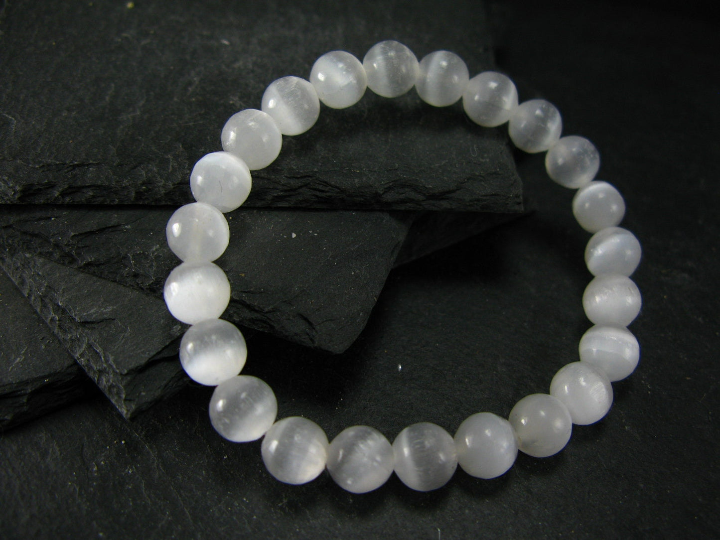 Selenite Genuine Bracelet ~ 7 Inches ~ 8mm Round Beads