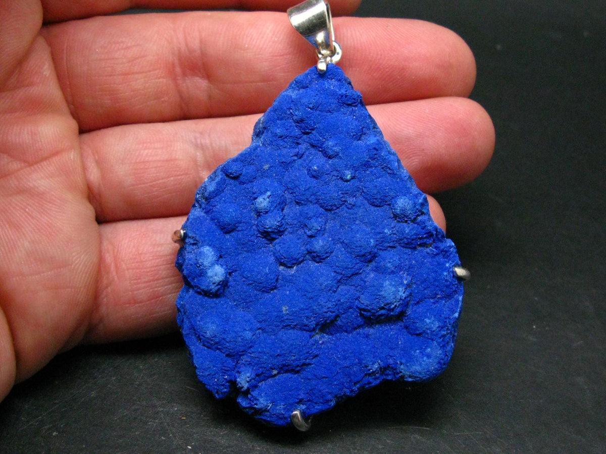Royal Blue Rough Azurite Sterling Silver Pendant - 3.0" - 42.09 Grams