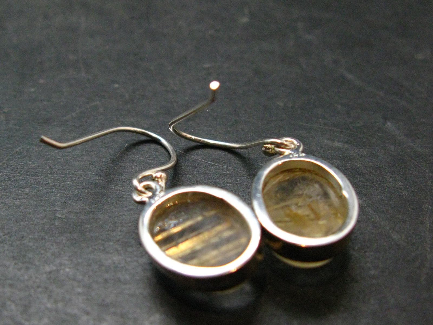 Rutilated Quartz Silver earrings From Brazil - 1.1"