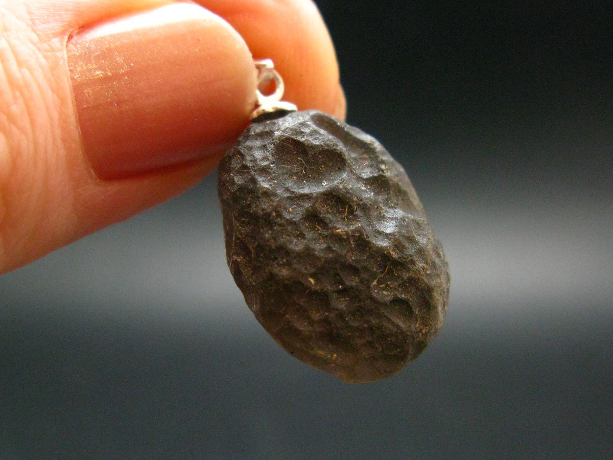 Colombianite Pseudotektite Silver Pendant from Colombia - 4.14 Grams - 1.1"