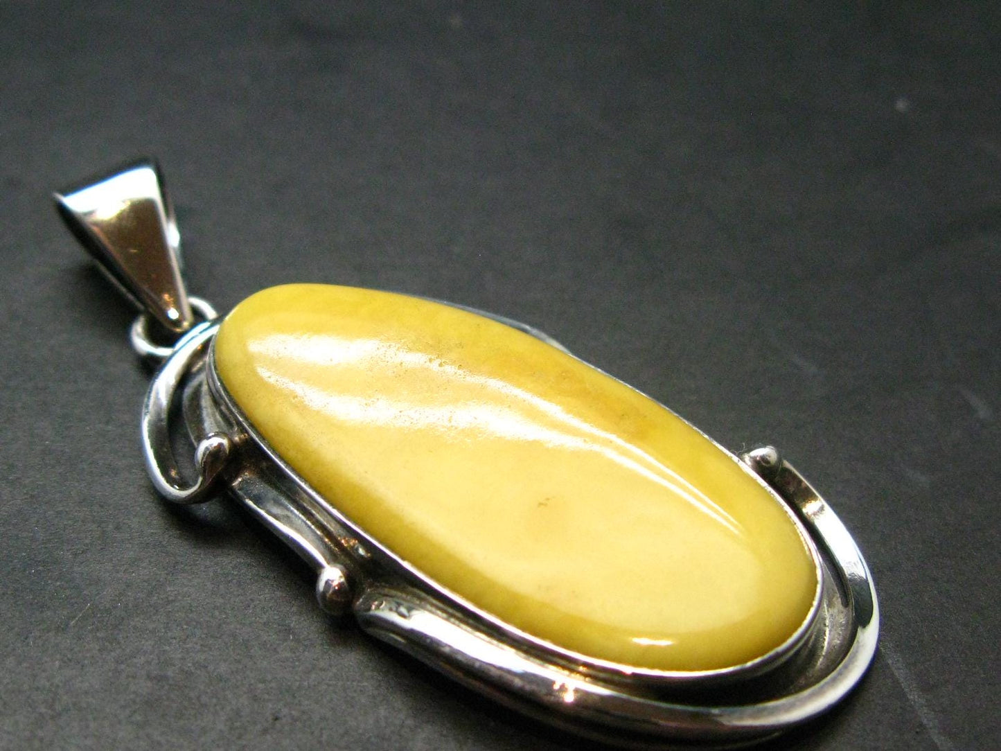 Natural Baltic Amber 925 Silver Pendant - 2.4"