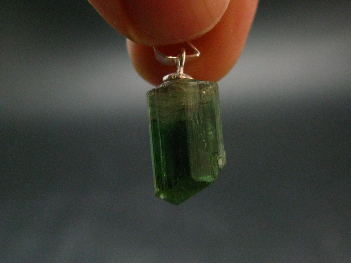 Gem Watermelon Tourmaline Crystal Silver Pendant From Brazil - 0.8" - 2.05 Grams