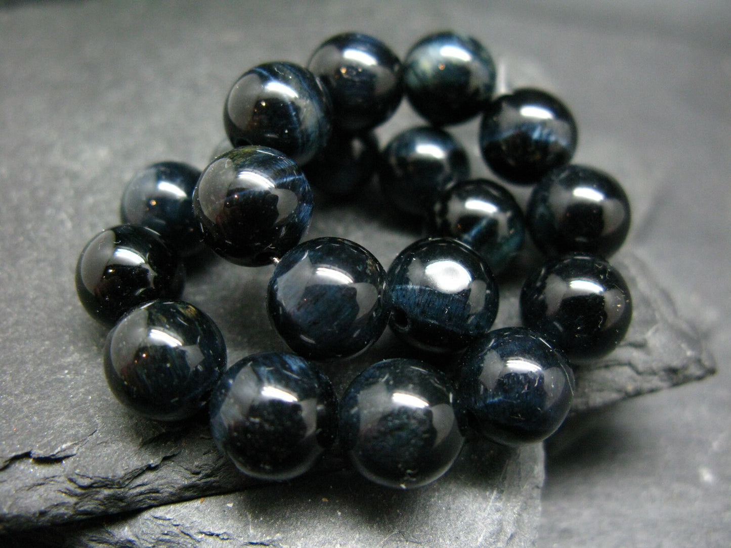Hawks Eye Genuine Bracelet ~ 7 Inches ~ 10mm Round Beads