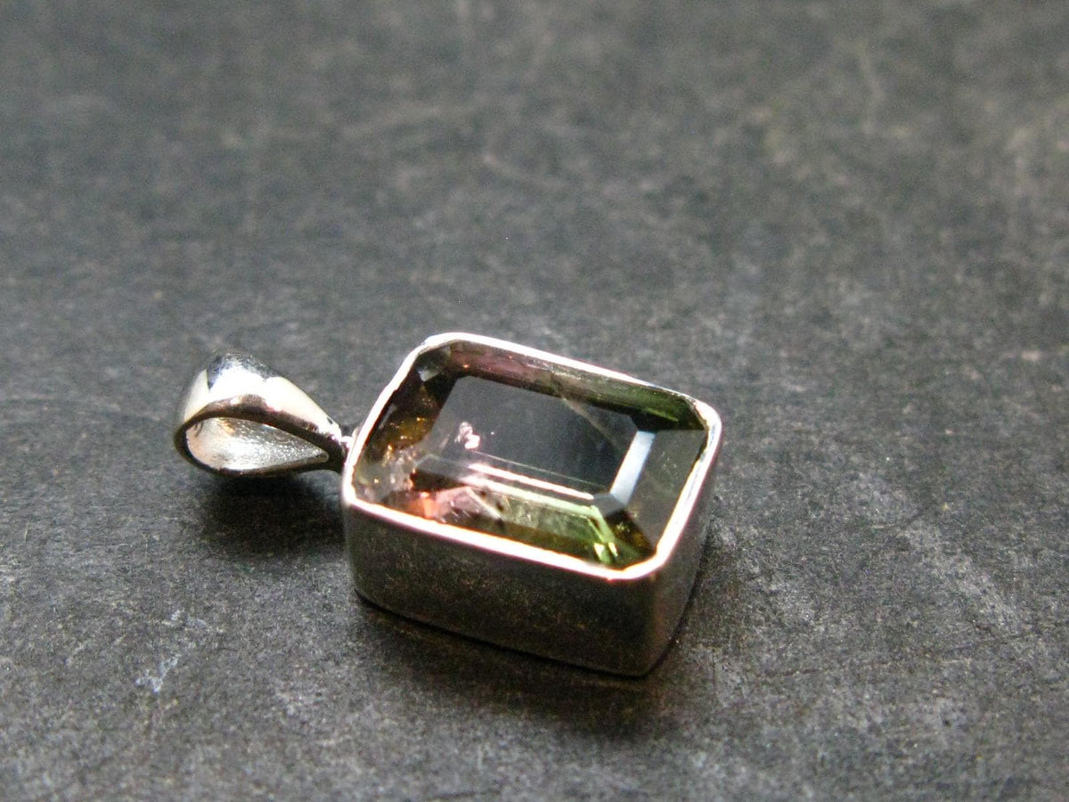 Gem Watermelon Tourmaline Crystal Silver Pendant From Brazil - 0.6" - 1.36 Grams