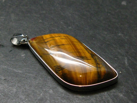 Tiger Eye Silver Plated Pendant - 2.2"