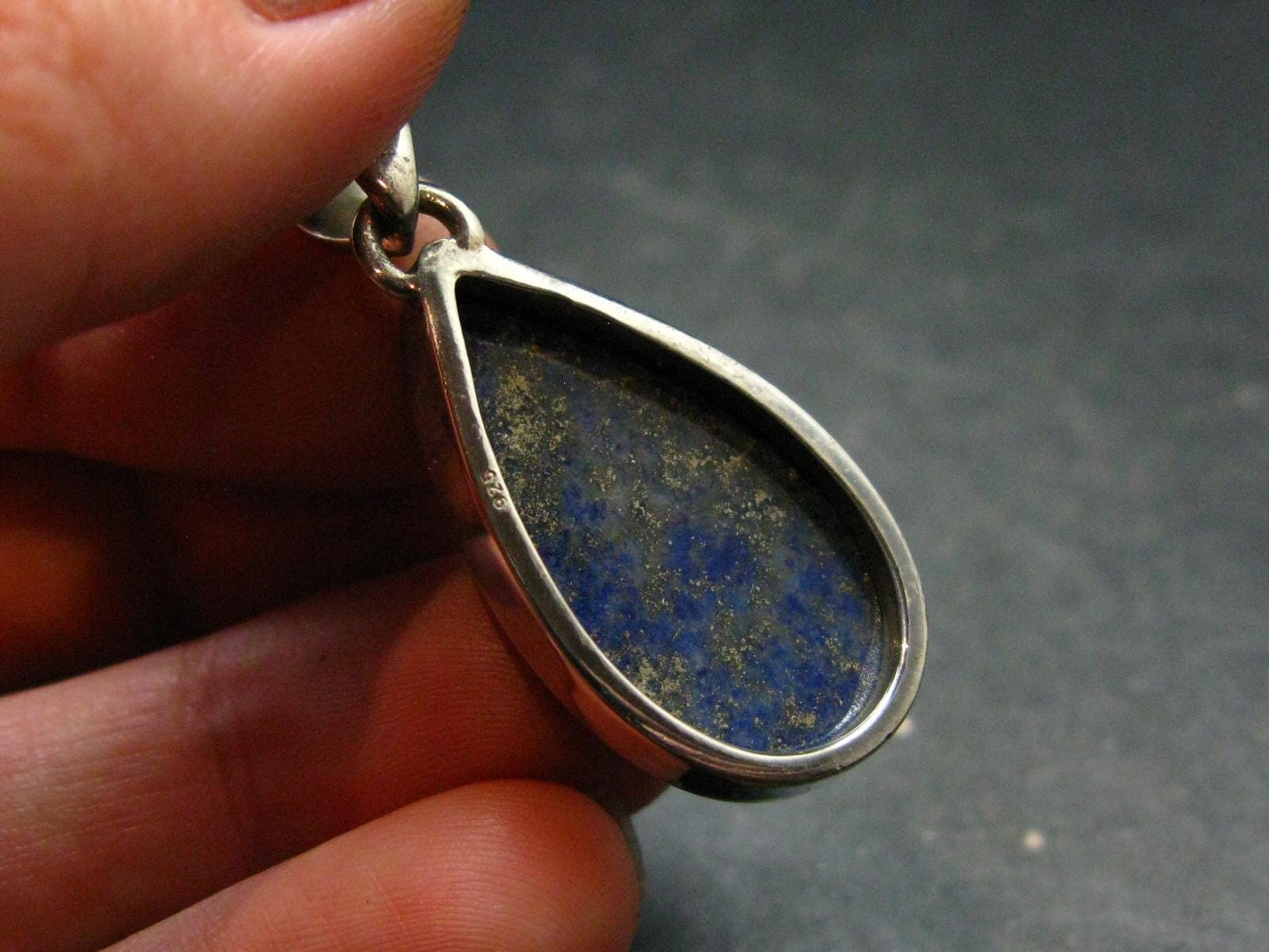 Lapis Lazuli Silver Pendant From Afghanistan - 1.5" - 6.56 Grams