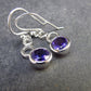 Orchid St. Valentine Gem!! Faceted Amethyst Dangle Shepherd Hook Sterling Silver Earrings - 1.2" - 2.76 Grams